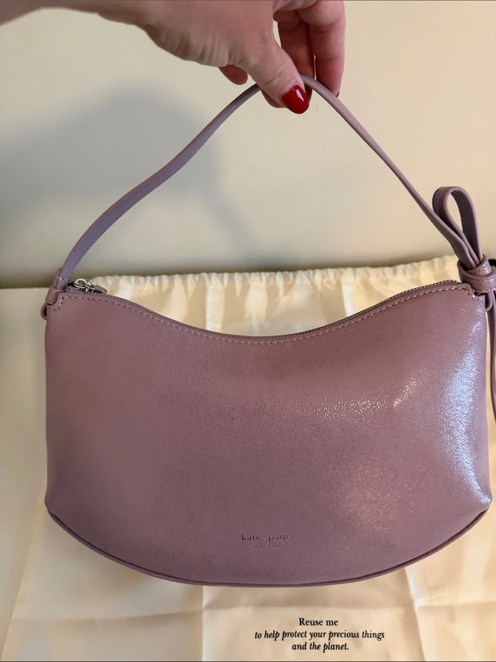 kate spade Lilac Patent Leather Shoulder Bag with Knotted Strap NWT